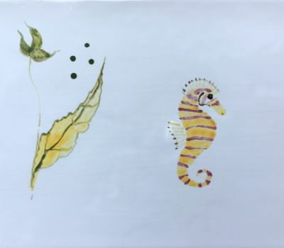 Keramik Wand-Platte «Seahorse / Seepferdchen»