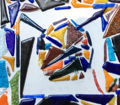 Keramik Wand-Platte mit Glas-Mosaik